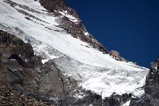 09 Aconcagua Polish Glacier Close Up From The Top Of The Narrow Gully 4550m On The Climb From Plaza Argentina Base Camp To Camp 1.jpg